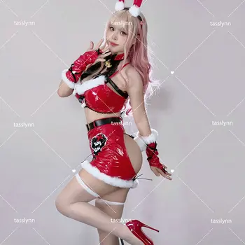 Roșu drăguț Prințesă de Craciun Petrecere de Cosplay, Costume Sexy Body cu Șal Mănuși Deschide Piept Tinuta Tentația Anime Fierbinte Set