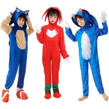 Roșu Negru Albastru Galben Animal Headgehog Cosplay Costum pentru Copii Petrecere de Halloween Rat Salopeta Knuckles Echidna Sonikc Haine