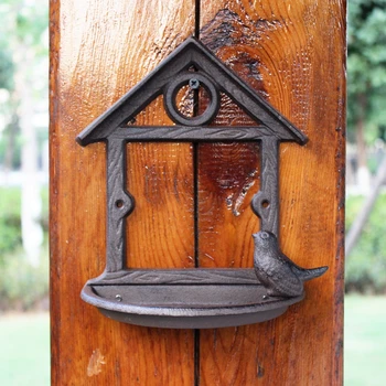 Rustic Fonta Casa De Stocare De Perete Castron Cu Figurine De Păsări În Jurul Europene Retic Home Garden Decor De Perete Alimentator De Pasăre