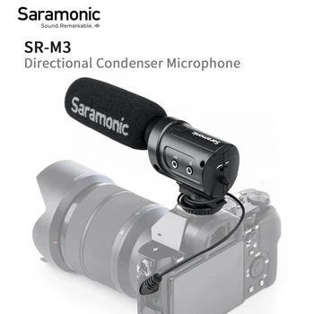 Saramonic SR-M3 Profesionale Pusca Pe-aparat de fotografiat Condensator Microfon pentru Camere DSLR camere Video 3.5 mm TRS Înregistrarea pe Youtube Mic