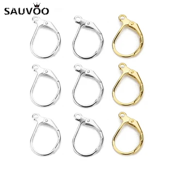 SAUVOO 25Pairs/lot 10.5x15.5mm Rodiu/Aur/Argint Culoare franceză Ureche Cârlig de Sârmă Înapoi Earrngs Dopuri Pentru Bijuterii DIY Face