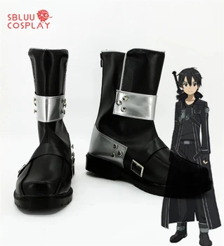 SBluuCosplay Sabie De Arta On-Line Kirigaya Kazuto/Kirito Cosplay Pantofi Cizme Negre Personalizate