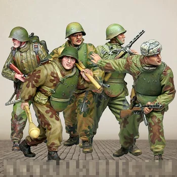 Scara 1/35 turnat Rasina Figura Soldat Modelul Sovietic de Comando de Elită Soldat cu 5 persoane Grup Nevopsite Transport Gratuit