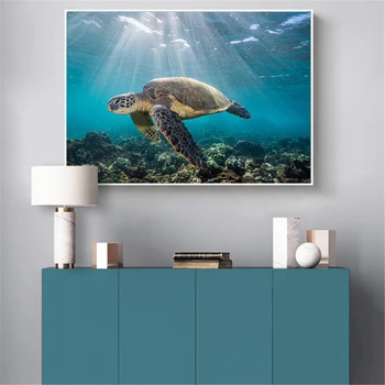 Sea Turtle Pictura Arta Print Testoasa Ocean Poster de Arta de Perete Poza pentru Baie de Decorare Dormitor Copii Decor Panza de Imprimare