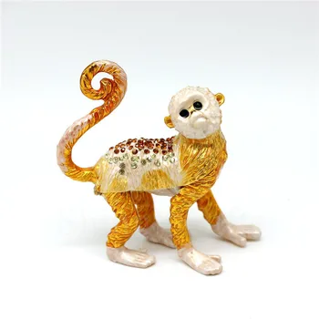 SHINNYGIFTS Fabrica de Vânzare Directă Email Ambarcațiuni Animal Maimuta Forma de Cristal Cutie de Bijuterii