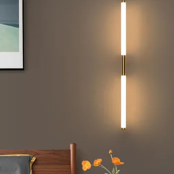 Simplu de aur față de oglindă lampă de perete Nordic dormitor noptieră led lampă de perete de uz casnic studiu benzi lampă de perete Oglinda de la Baie de Lumina