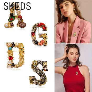 SKEDS Moda pentru Femei Vintage Clasic Scrisori de Lux Broșe Bijuterii Femei Decor Elegant de Perle de Cristal Corsaj Insigne Cadou