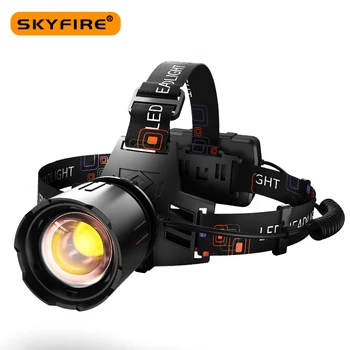 SKYFIRE LED Far Pentru Alpinism, Pescuit, Ciclism Portabil de Înaltă Luminozitate Reîncărcabilă USB cu Zoom Puternic Faruri SF-596