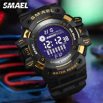 SMAEL Moda Electronic Digital Ceas pentru Barbati Sportului Militar Impermeabil Ceas de mana cu Auto Data de Ceasuri de LED-uri часы Aur Negru