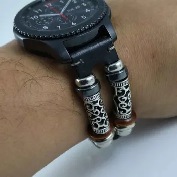 smart bratara retro de piele de lux 22mm curea de ceas trupa de înlocuire pentru huawei gt Pentru Samsung Gear S3/Galaxy 46mm watchband