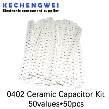 SMD 0402 Condensator Ceramic Asortat Kit 1pF~10uF 50values*50pcs=2500pcs Chip Condensator Ceramic Probe ki