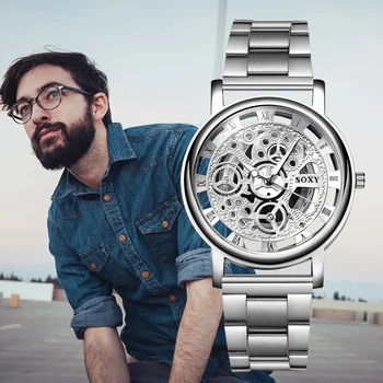SOXY 2022 NOUĂ Bărbați Ceasuri Schelet de Brand de Top Afaceri de Lux Ceasuri pentru Bărbați din Oțel Inoxidabil Trupa Auto Data relogio masculino saat