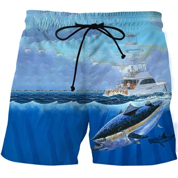 Sport barbati Pantaloni de Plajă Pescuit pantaloni Scurți de Înaltă Clar Tropicale Pește 3D-Imprimate Înot Pantaloni Supradimensionate Bărbați Agrement pantaloni Scurți de Plajă