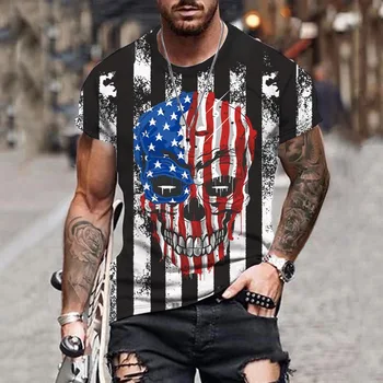 Steagul American Retro, Hip-hop-ul t shirt pentru Barbati de Imprimare 3D 2022 Noi de Vara pentru Bărbați Și Femei T-shirt cu Maneci Scurte Tendință de Moda