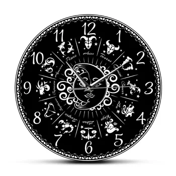 Stil antic Fantastic Semne din Horoscop Ceas de Perete Tăcut Matura Decor Acasă Zodiac Astrologie zodia Modern Ceas de Perete