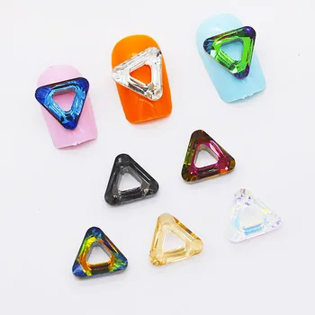Stil japonez 1omm flacăra colortriangle gol sticla de cristal stras triunghi gol pietre bijuterii de decorare arta de unghii