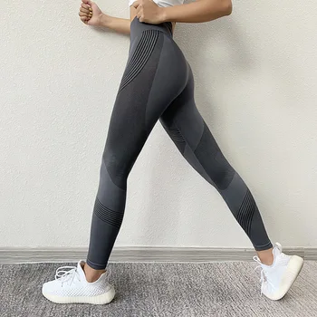 SVOKOR Fitness Femei Jambiere cu Dungi de Imprimare Respirabil Pantaloni Talie Mare Întindere de Poliester de Înaltă Calitate Fata Legging Antrenament