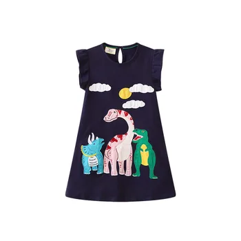 Sărituri De Metri De Vara Fete Printesa Rochii De Dinozauri De Imprimare Fierbinte De Vânzare Îmbrăcăminte Pentru Copii Fără Mâneci Copii Costum Rochii Copii