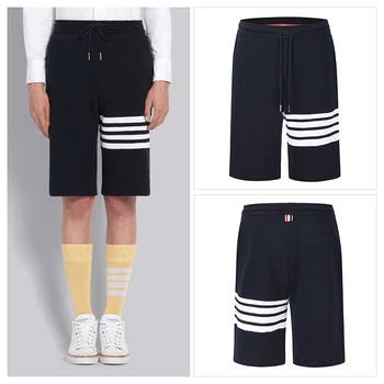 TB THOM pantaloni Scurți Bărbați Femei Vafe 4-Bar Stripe Vara Fundul Brand de Lux din Bumbac 100% de Sport Jogger Stil coreean Shortpants