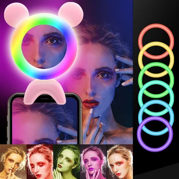 Telefon mobil Clipește LED-uri RGB Selfie Lumină Inel 3 nivel de Luminozitate de Rotație Clip-on Umple de Lumină Lampă Pentru Smartphone Selfie Lumini