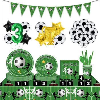 Temă de fotbal Petrecere Veselă de Unică folosință Banner Baloane de Fotbal Paharul Gol Placă pentru Copii, Băiat Ziua de naștere Partidul Decor Consumabile