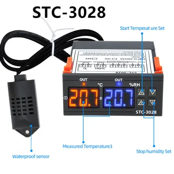 Termostat Digital Controler de Temperatura STC-3028 Senzor Termometru Higrometru 12V 24V 220V