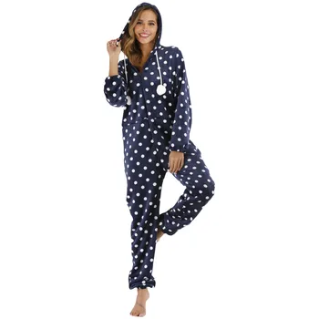 Toamna Si Iarna Noi Pijamale Casual Confortabil Moale Pijamale Cu Gluga Homewear Femei Flanel Ține De Cald Onesies Salopeta Pijama