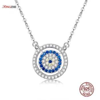 TONGZHE Autentic 925 de Argint Sterlină Femei Pandantive Colier Albastru de Cristal Norocos Ochii Turcia Bijuterii Cadou de Aniversare KLTN035-1