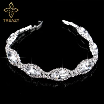 TREAZY de Nunta de Moda Bratari Bratari de Argint de Culoare Marchizul Forma de Cristal Bratari Pentru Femei Accesorii de Mireasa