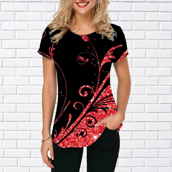 Tricou pentru Femei de Moda Femei Abstracte Florale Imprimate Tricou Supradimensionat Imprimare Pulover de Vară O-neck Tricou Basic 3d Topuri Casual