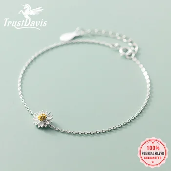 Trustdavis 100% Argint 925 Moda Minimalist, Romantic Marguerite Floare Brățară pentru Femei Fata de Bijuterii Fine DS1119