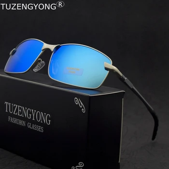 TUZENGYONG Brand Bărbați Aluminiu ochelari de Soare Acoperire Oglinda Polarizate de Conducere Ochelari de Soare Pentru Barbati Pătrat Ochelari de protecție Ochelari de Nuante