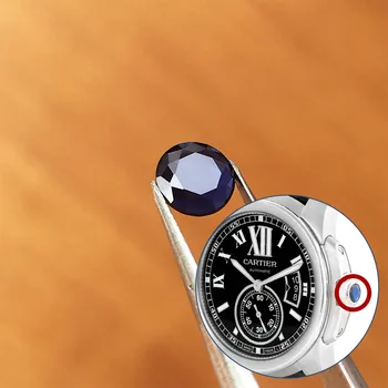 uita-te la coroana albastru safir cristal pentru Cartier Calibru De Cartier 42mm ceas automatic