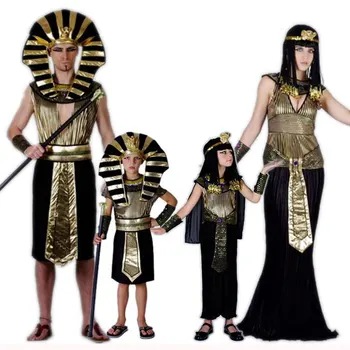 Umorden de Familie Adulți Copii Faraon Egiptean Cleopatra Costum Cosplay pentru Femei, Bărbați, Băieți și Fete de Halloween Petrecere Rochie Fancy