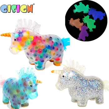 Unicorn Bile de Stres Jucărie Vindeca starea Ta de Spirit Unicorn Stoarce Jucărie Stres și Anxietate Frământa Mingea Jucărie Colorat Gel Jucării de Apă