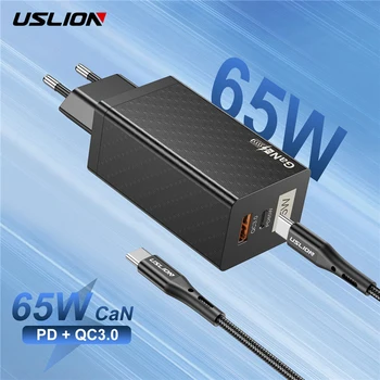 USLION 65W GaN C USB Încărcător Rapid de Încărcare Pentru Macbook tableta Samsung Xiaomi USB de Tip C PD Încărcător Pentru iPhone 14 13 Încărcător