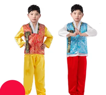 Vara Copiii coreean Costum Național Masculin Tradițională coreeană Hanbok 3 BUC Copiii din Asia Național de Îmbrăcăminte Tradițională coreeană