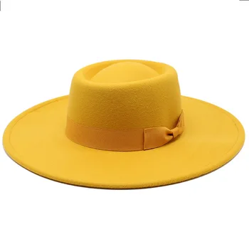 vara fedorayellow fedoras panglică fedora pălărie bărbați panama top cap pălării cu piele lanțuri mari de refuz de pălărie biserica pălărie pălărie de petrecere