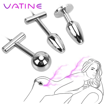 VATINE Electro Soc Metal Anal Margele Masaj de Prostata Butt Plug G Spot Vaginale Strâns Adult Produse de Jucării Sexuale pentru Femei