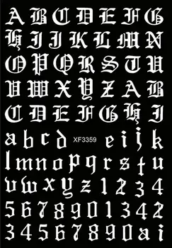  Vechi /Autocolante holografice Decalcomanii de Unghii Nail Art Transfer de Apă Decalcomanii - majuscule engleza Veche Gothic Font Scris
