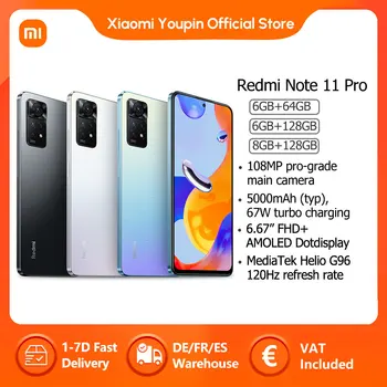 Versiune globală Xiaomi Redmi Nota 11 Pro Smartphone 120Hz AMOLED 67W Încărcare Rapidă 108MP Camera Principală MTK Helio G96 Telefon Mobil