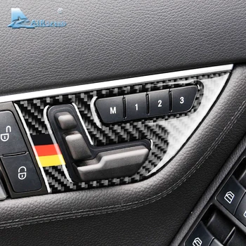Viteza Fibra de Carbon pentru Mercedes Benz C Class W204 Accesorii Scaun Reglați Butonul Comutator Capac Panou Ornamental Autocolante de Interior
