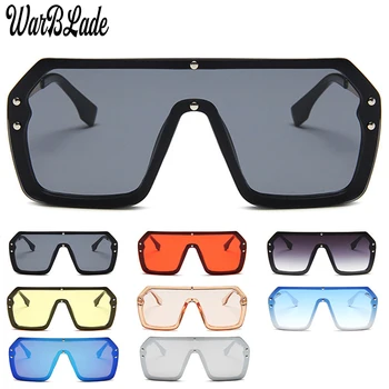 WarBLade 2019 Moda Vintage Supradimensionat ochelari de Soare Patrati Bărbații Una Bucata Obiectiv Cadru Mare ochelari de Soare Pentru Femei UV400 Oglindă de Argint