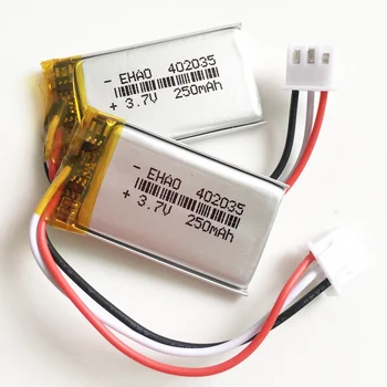 wholesal 402035 3.7 V 250mAh litiu polimer baterie Reîncărcabilă JST XHR 2.54 mm 3pin plug celule Lipo pentru MP3 GPS cască