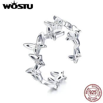 WOSTU Real Argint 925 Decorative Fluturi Inele Clar CZ Deget Pentru Femei Nunta Logodna Bijuterii de Argint CTR027