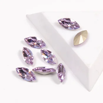 YANRUO Moda Cristale de Culoare Violet Navette Forma Vrac Cristal Strass 3D Nail Art Pahar de Lux Pietre Pentru Unghii Art Decor