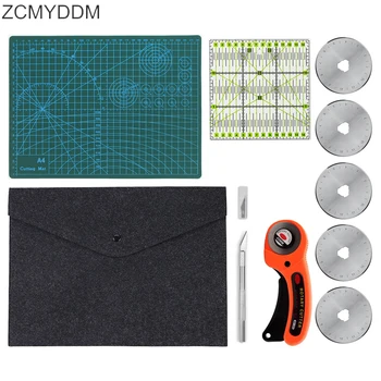 ZCMYDDM 45mm Rotary Cutter Instrumente Kit de Cuțit Sac de Depozitare cu Tăiere Mat Mozaic Conducător DIY Tesatura de Cusut, Quilting Instrumente