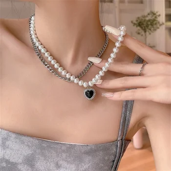 ZHIXUN Nouă Epocă de Link-ul Lanț Colier Pandantiv Inima de sex Feminin Femei 2022 Moda Colier de Perle pentru Femei Bijuterii Cadou