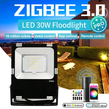 ZIGBEE Pro Smart LED Proiector 30W RGBCCT Lumină în aer liber rezistent la apa IP65 ZIGBEE Light Link-ul de AC 110V 220V LED Bulb Lampa Echo Plus