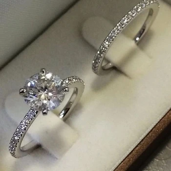 Zircon simplu cuplu inel doresc pop bijuterii de moda pentru bărbați și femei inel de logodna